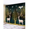 Tapisserie Murale Sapin de Noël et Cerf Imprimés - Brun Doré W59 X L51 INCH