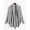 Cardigan Ouvert Tricoté à Manches Bouffantes en Couleur Unie - Nuage Gris ONE SIZE