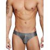 Slip Brillant Sexy en Couleur Unie - Gris Foncé XL