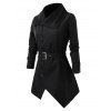 Manteau Asymétrique avec Bouton de Grande Taille - Noir 1X