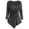 T-shirt Chiné Superposé Drapé - Gris Foncé L