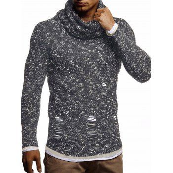 

Ripped Decorated Casual Pullover Sweater, Black