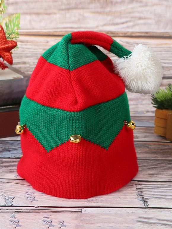 Chapeau de Noël Tricoté Décoration de Cloche - Rouge 