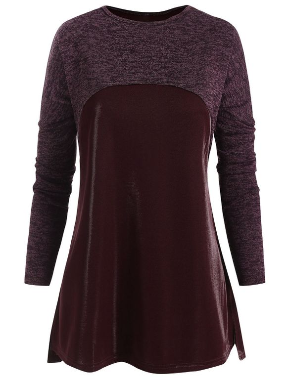 Haut Tunique Chiné de Grande Taille - Rouge Vineux 3X