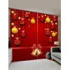 Rideaux de Fenêtre Boules de Noël et Cloche 2 Panneaux - Rouge Lave W28 X L39 INCH X 2PCS