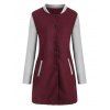 Manteau en Blocs de Couleurs avec Bouton-pression avec Poches - Rouge Vineux XL