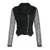 Veste Simple Courte en Dentelle à Manches Transparentes - Noir L