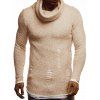 Ripped Decorated Casual Pullover Sweater - BEIGE XS