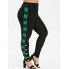 Plus Size High Waist Plaid Trim Buttoned Pants - SEA TURTLE GREEN 1X