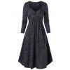 Robe Croisée Teintée Imprimée à Manches Longues - Gris Carbone XL