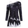 Cold Shoulder Snowflake Dots Christmas Plus Size Top With Cami Top - BLACK 4X
