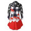 Chemise à Carreaux Imprimé en Dentelle Insérée de Grande Taille - multicolor L