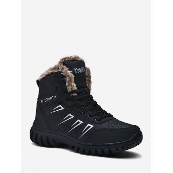 

Non Slip Faux Leather Snow Ankle Boots, Black