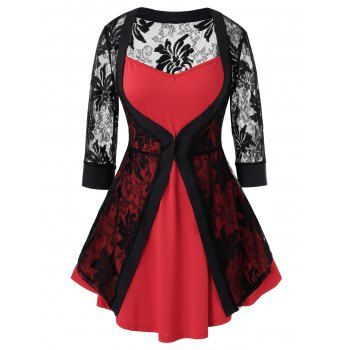 Image of Plus Size Lace Cardigan With Swing Cami Top Set