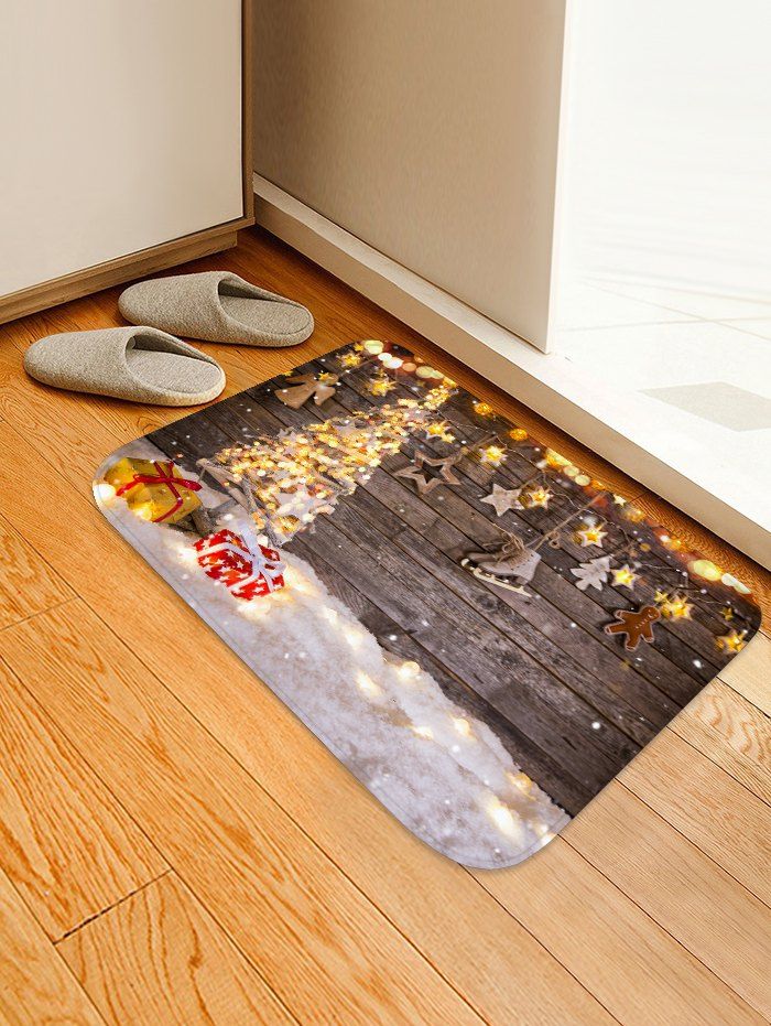 

Christmas Tree Wood Board Print Decorative Area Rug, Smokey gray