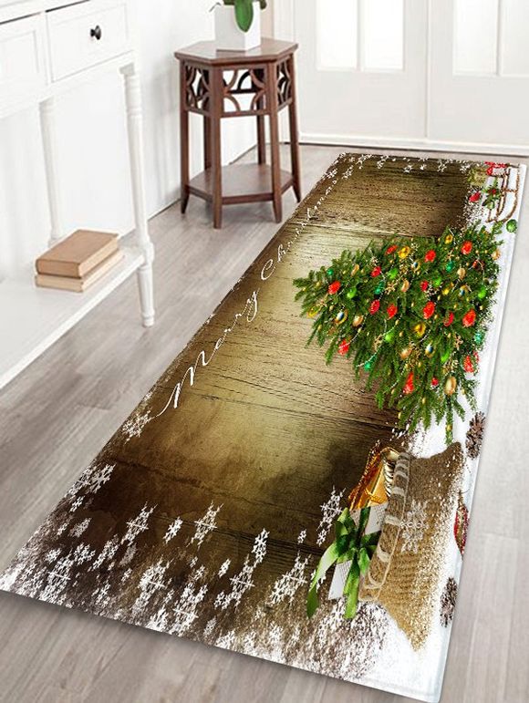 Tapis de Sol Joyeux Noël Motif d'Arbre de Noël - multicolor W24 X L71 INCH