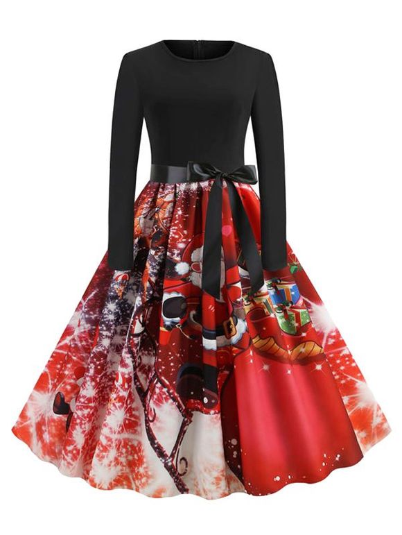 Robe Ceinturée Père Noël à Manches Longues - multicolor A L