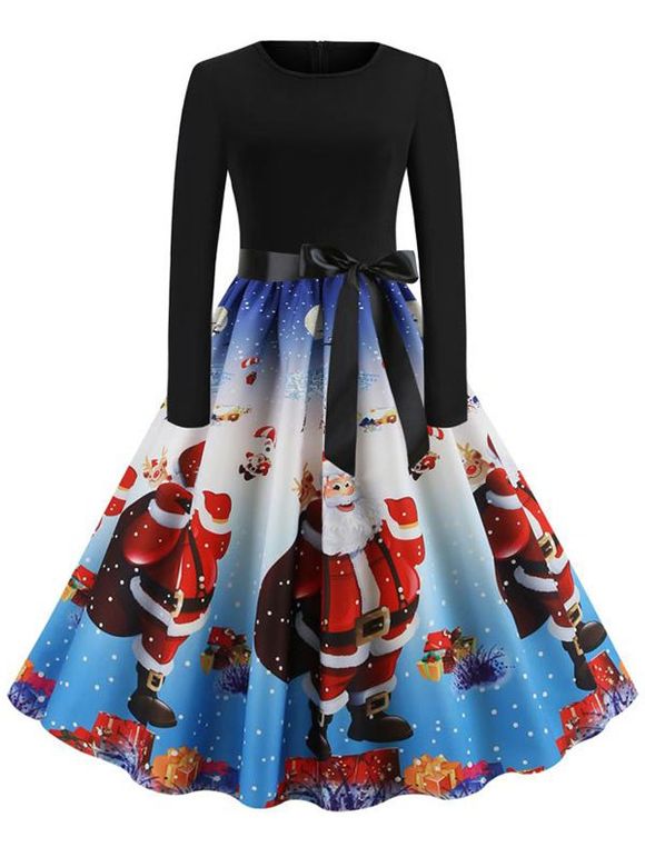Robe de Soirée de Noël Ceinturée - multicolor A M