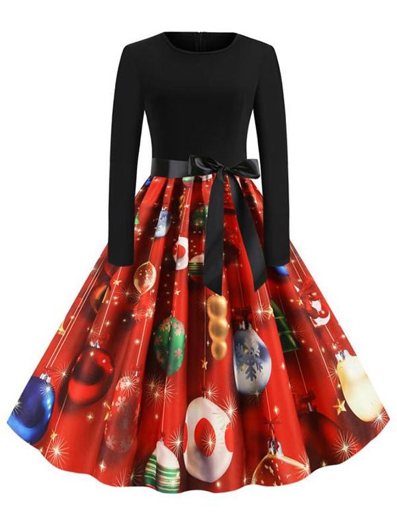 Robe de Soirée de Noël Ceinturée - multicolor B XL