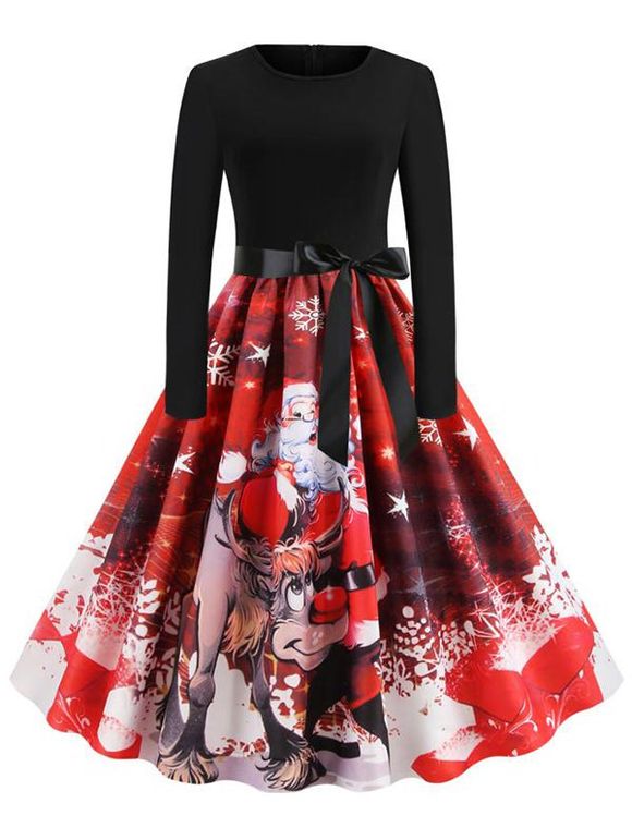 Robe de Soirée de Noël Ceinturée - multicolor D S