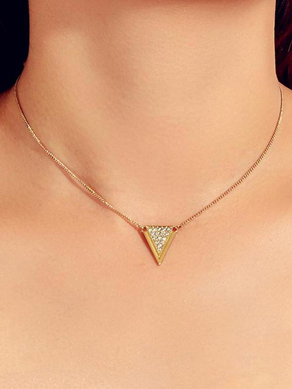 Collier Triangle Diamant Artificiel - Or 