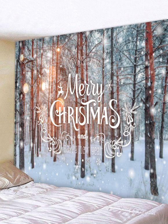 Tapisserie de Noël Motif de Neige - multicolor C W71 X L91 INCH