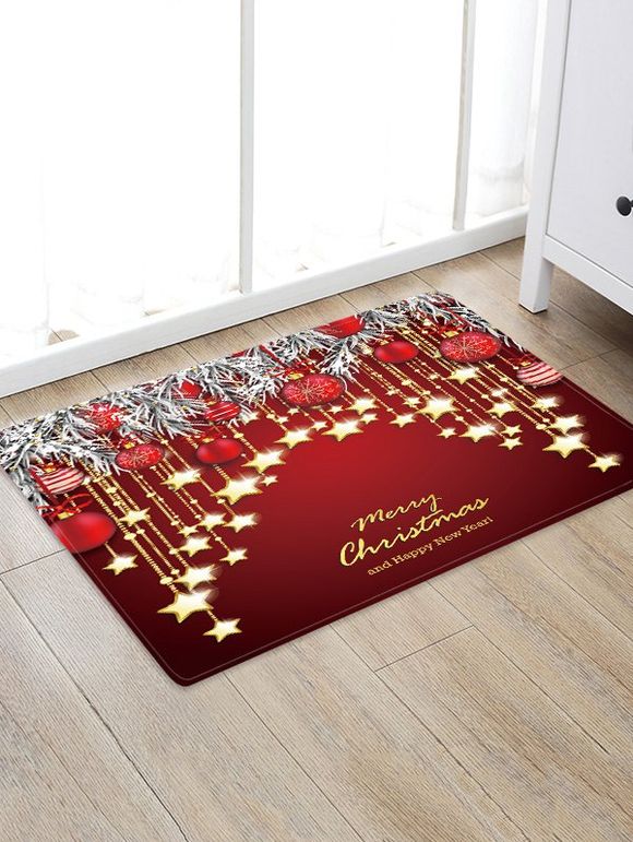 Tapis de Sol Joyeux Noël Motif d'Etoile - multicolor W24 X L35.5 INCH