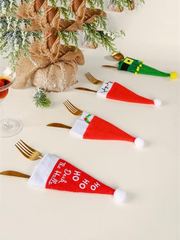 Décoration de Noël Chapeau avec Couteaux et Fourchettes 4 Pièces - multicolor A 