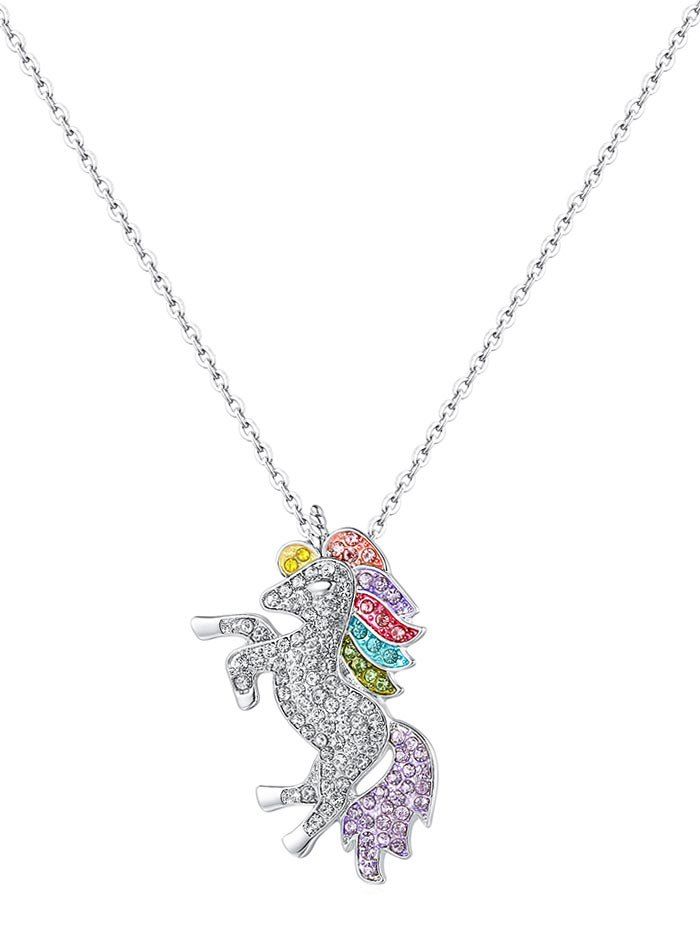 

Rhinestone Unicorn Shape Necklace, Silver