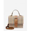 Sac à Bandoulière Carré Motif à Carreaux - Beige 