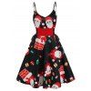 Robe Mi-longue Ligne A à Bretelle à Imprimé Père Noël à Taille Haute à Taille Empire - multicolor A L
