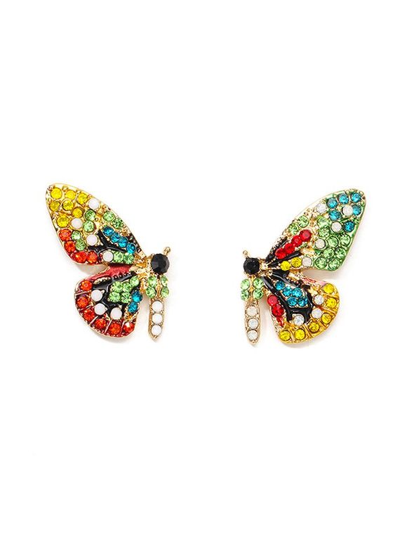 Boucles d'Oreilles Colorées en Forme de Papillon avec Strass - multicolor 