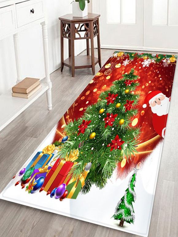 Tapis de Sol Motif de Père Noël et de Sapin de Noël - multicolor W16 X L47 INCH