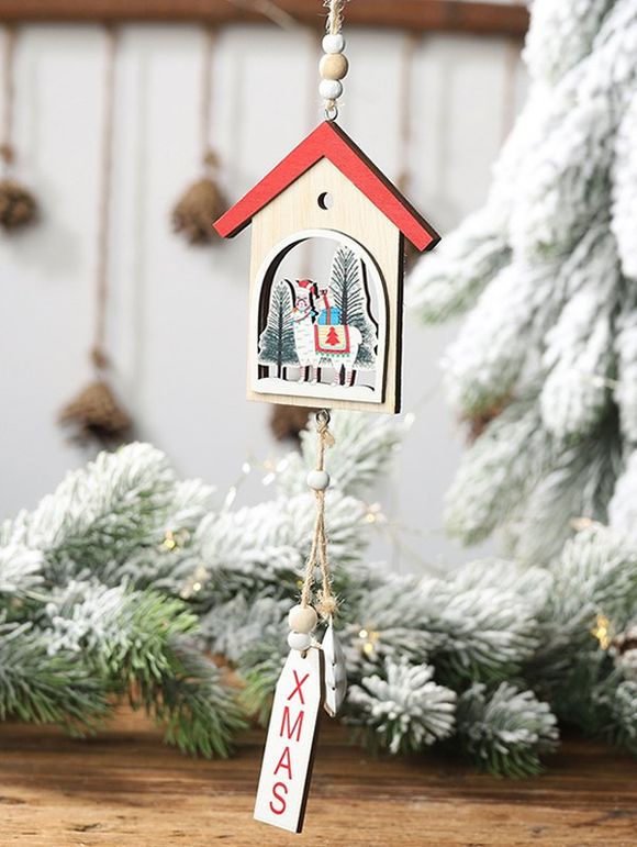 Décoration Joyeux Noël Mouton et Arbre - Rouge 