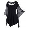 Haut Asymétrique Panneau en Dentelle Grande Taille - Noir 4X