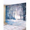 Tapisserie Murale de Noël 3D Neige et Forêt Imprimées - Bleu Toile de Jean W79 X L71 INCH