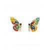 Boucles d'Oreilles Colorées en Forme de Papillon avec Strass - multicolor 