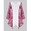 T-shirt Asymétrique Long Imprimé à Manches de Cloche - multicolor A L