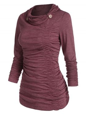 Cowl Neck Ruched Heathered T-shirt