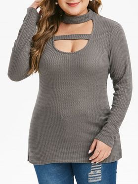 Plus Size Cut Out Heathered Knitwear