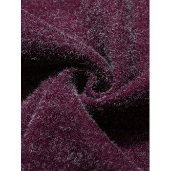 

Two Tone Abstract Line Print Fuzzy Sweater, Red