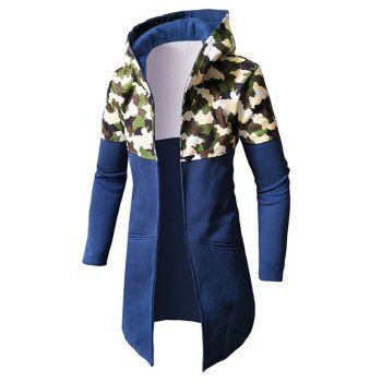 

Camo Print Spliced Design Hoodie, Blue