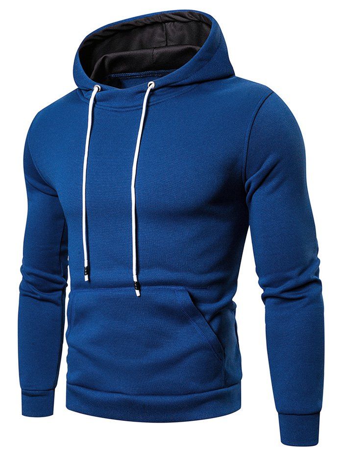 

Solid Color Pocket Hoodie, Blue