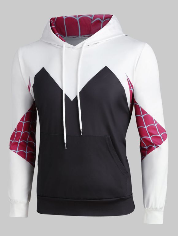 Sweat à Capuche Créatif Toile d'Agrainée Imprimée avec Poche en Avant - multicolor L