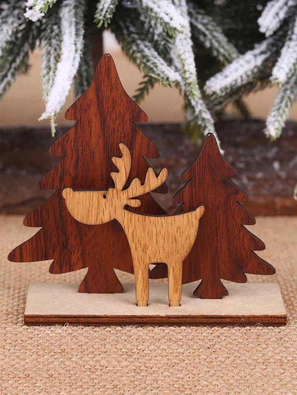 Ornements en Bois DIY en Forme de Sapin de Noël et Élan - Bois 10X10CM