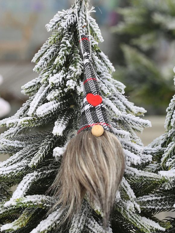 Décoration Sapin de Noël en Forme de Cœur et Père Noël - Gris 