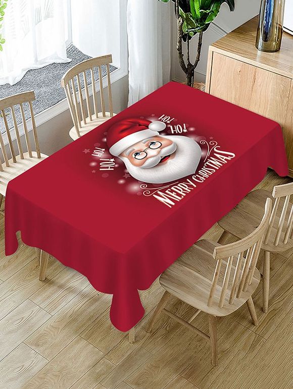 Nappe de Table Père Noël Imprimé en Tissu - Rouge Vineux W55 X L55 INCH