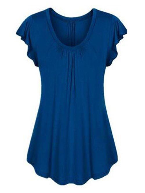 T-shirt Manches de Cloche de Grande Taille - Bleu Myrtille 5X