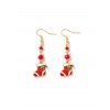 Boucles d'Oreilles de Noël Pendantes Perlées - Rouge 