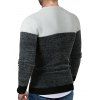 Two Tone Abstract Line Print Fuzzy Sweater - BLACK M